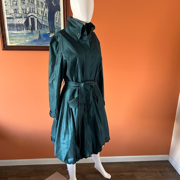 SAMUEL DONG dark jade green belted trench coat - Picture 8 of 12
